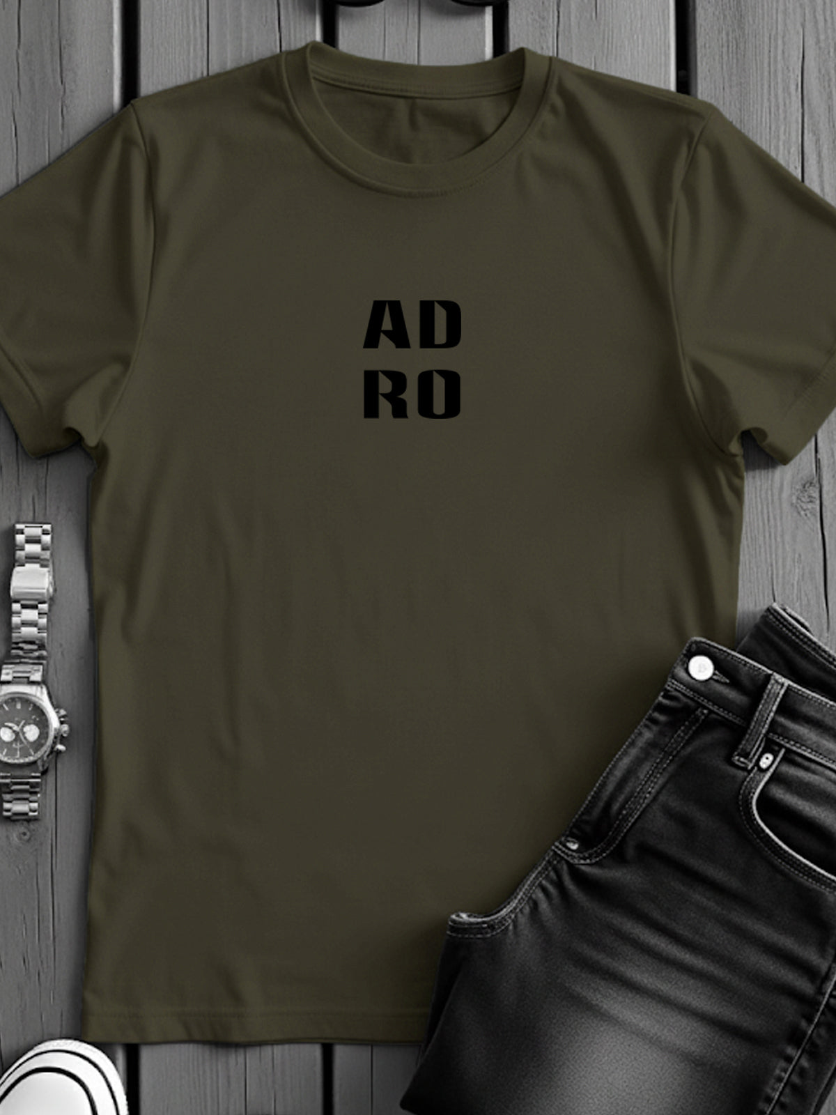 Adro Men’s ReCotton Lycra Half Sleeve Round Neck Logo Tee