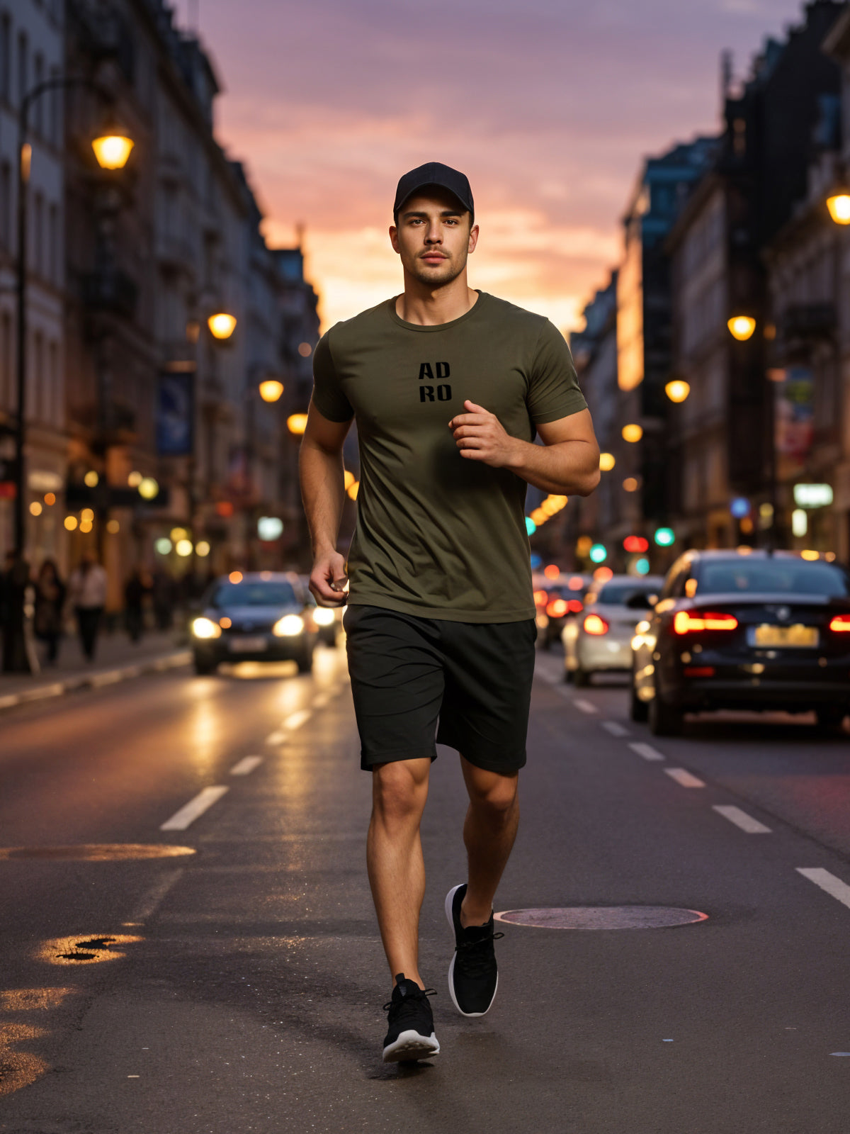 Adro Men’s ReCotton Lycra Half Sleeve Round Neck Logo Tee