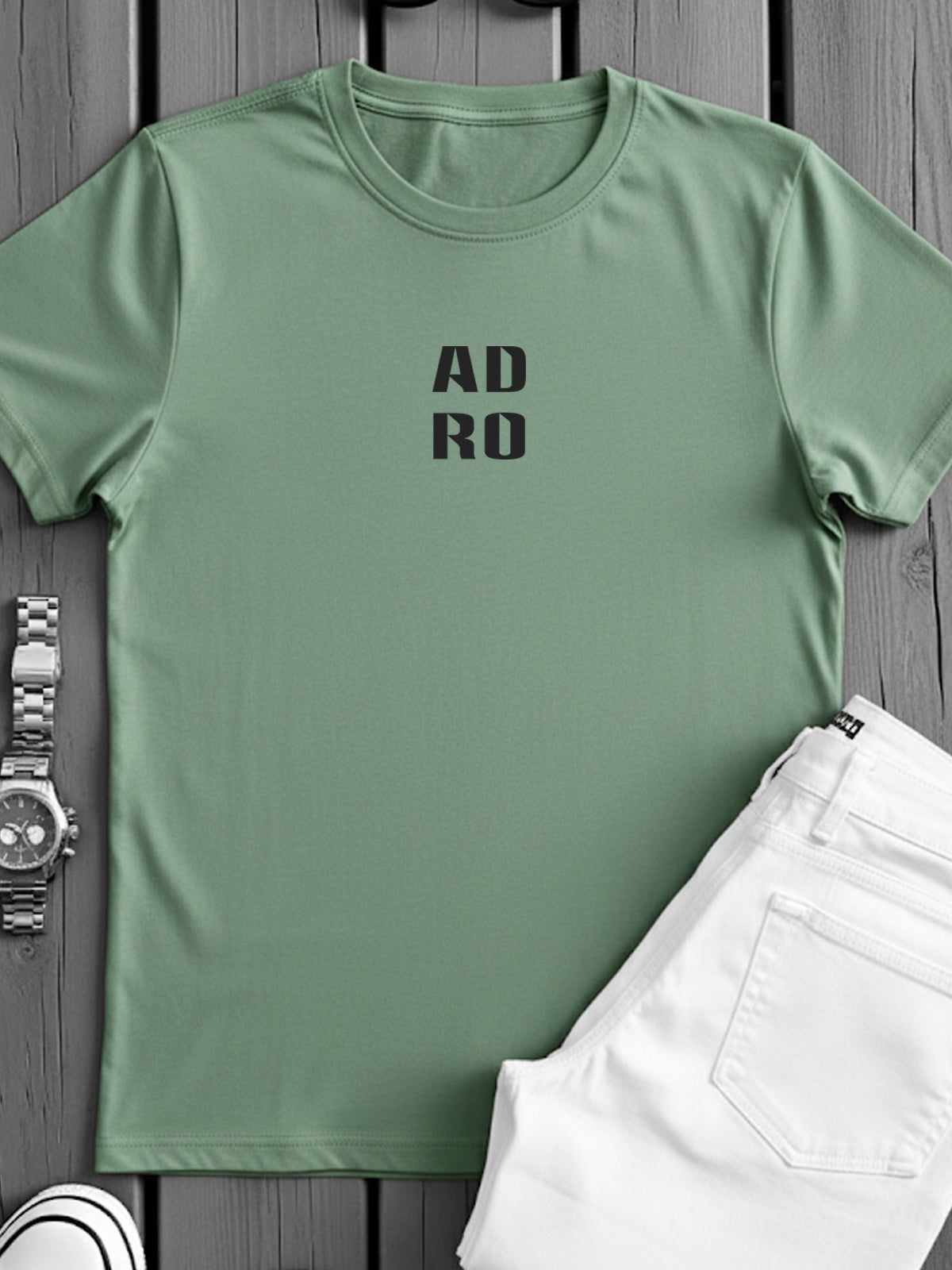 Adro Men’s ReCotton Lycra Half Sleeve Round Neck Logo Tee
