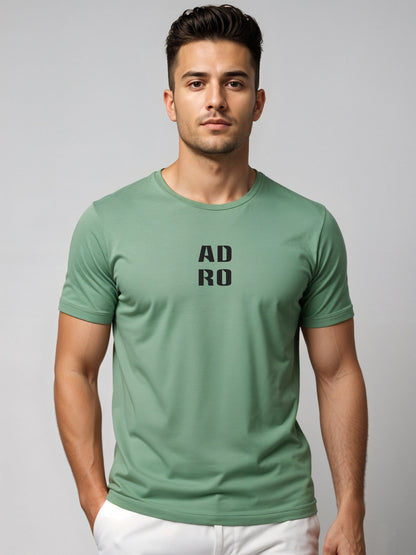 Adro Men’s ReCotton Lycra Half Sleeve Round Neck Logo Tee