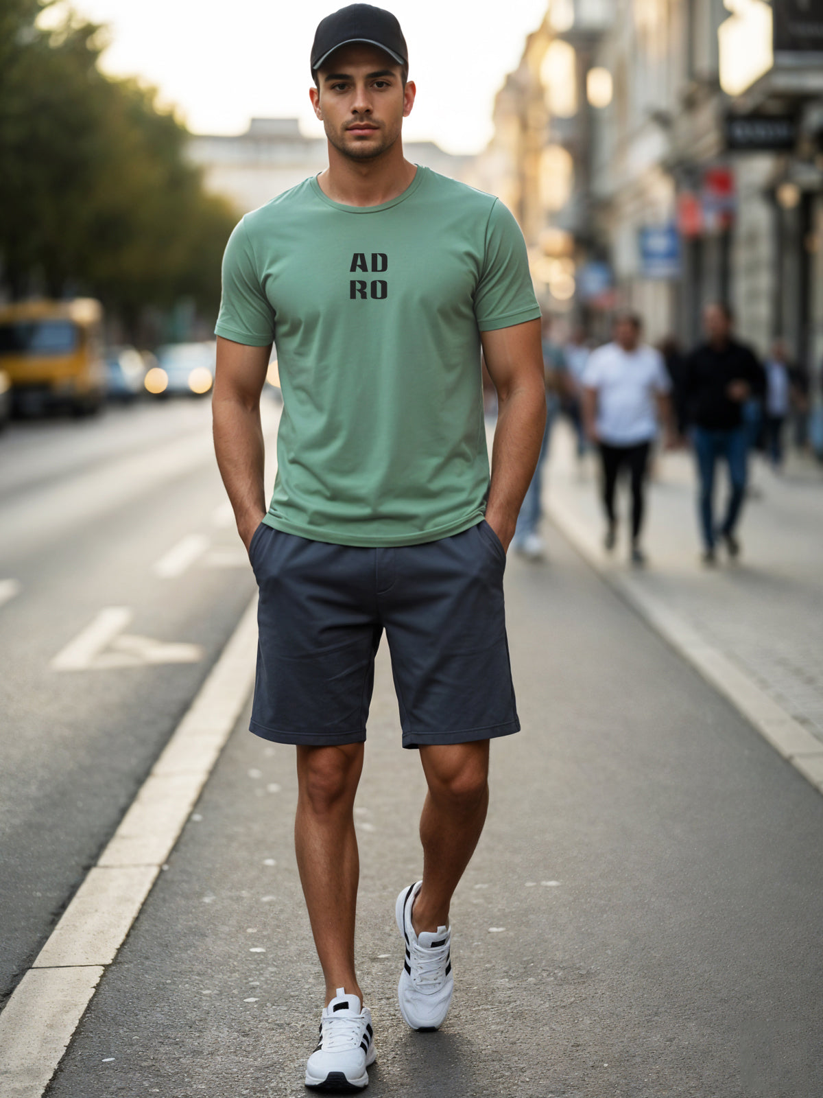 Adro Men’s ReCotton Lycra Half Sleeve Round Neck Logo Tee