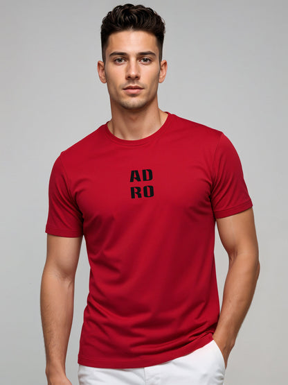 Adro Men’s ReCotton Lycra Half Sleeve Round Neck Logo Tee