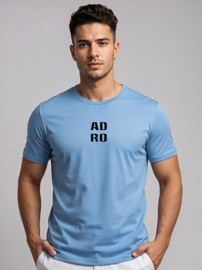 Adro Men’s ReCotton Lycra Half Sleeve Round Neck Logo Tee