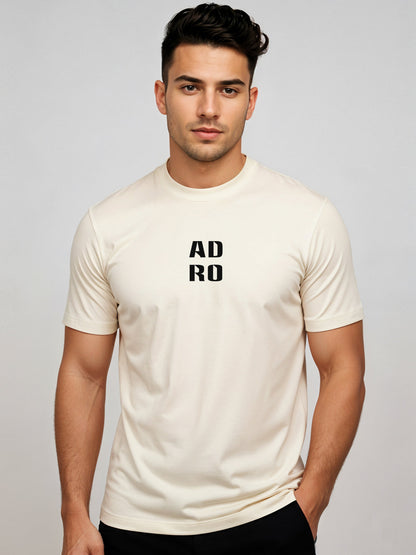 Adro Men’s ReCotton Lycra Half Sleeve Round Neck Logo Tee