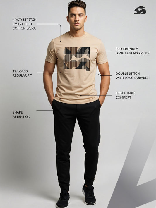 Cotton Lycra Casual Half Sleeve Round Neck Graphic Tee