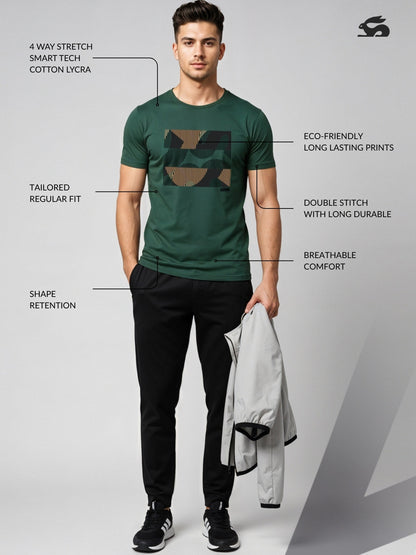 Cotton Lycra Casual Half Sleeve Round Neck Graphic Tee