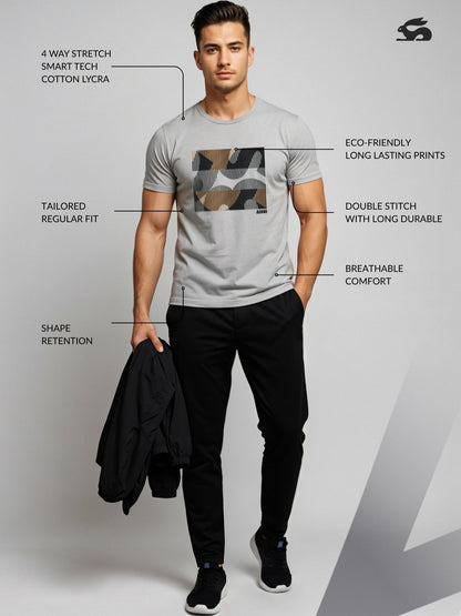 Cotton Lycra Casual Half Sleeve Round Neck Graphic Tee