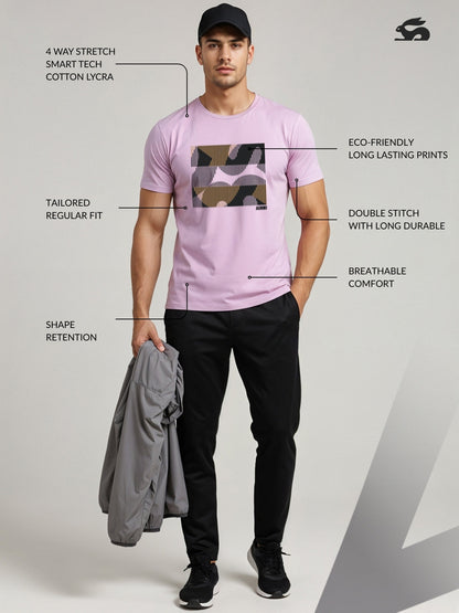 Cotton Lycra Casual Half Sleeve Round Neck Graphic Tee