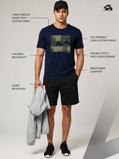 Cotton Lycra Casual Half Sleeve Round Neck Graphic Tee