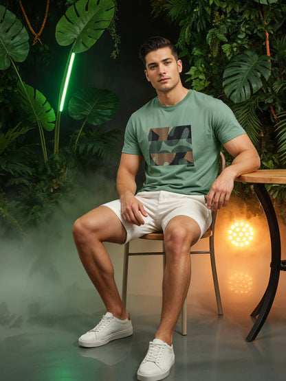 Cotton Lycra Casual Half Sleeve Round Neck Graphic Tee