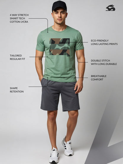 Cotton Lycra Casual Half Sleeve Round Neck Graphic Tee