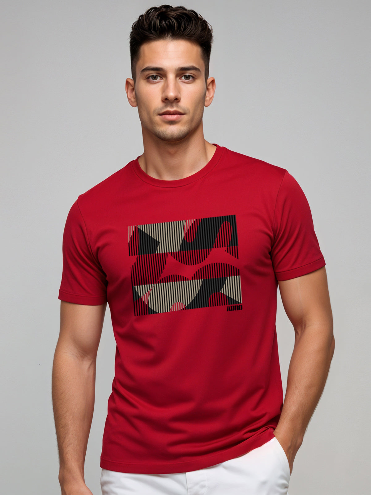 Cotton Lycra Casual Half Sleeve Round Neck Graphic Tee
