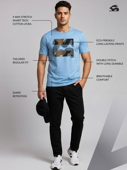 Cotton Lycra Casual Half Sleeve Round Neck Graphic Tee