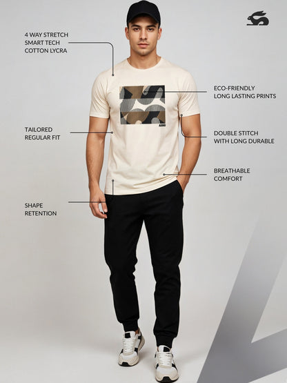 Cotton Lycra Casual Half Sleeve Round Neck Graphic Tee