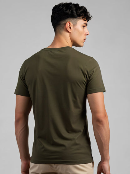 Adro Men’s ReCotton Lycra Half Sleeve Round Neck Logo Tee