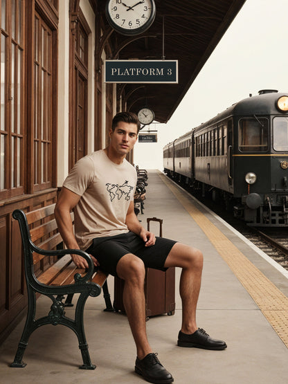 Men’s Regular Fit Wanderlust World Map T-Shirt