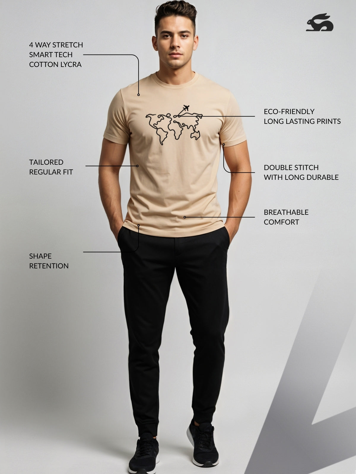 Men’s Regular Fit Wanderlust World Map T-Shirt