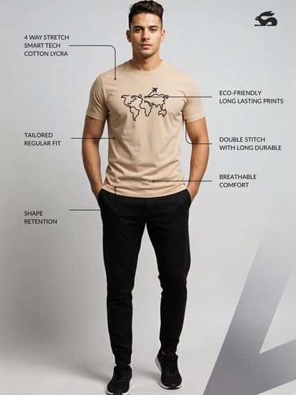 Men’s Regular Fit Wanderlust World Map T-Shirt