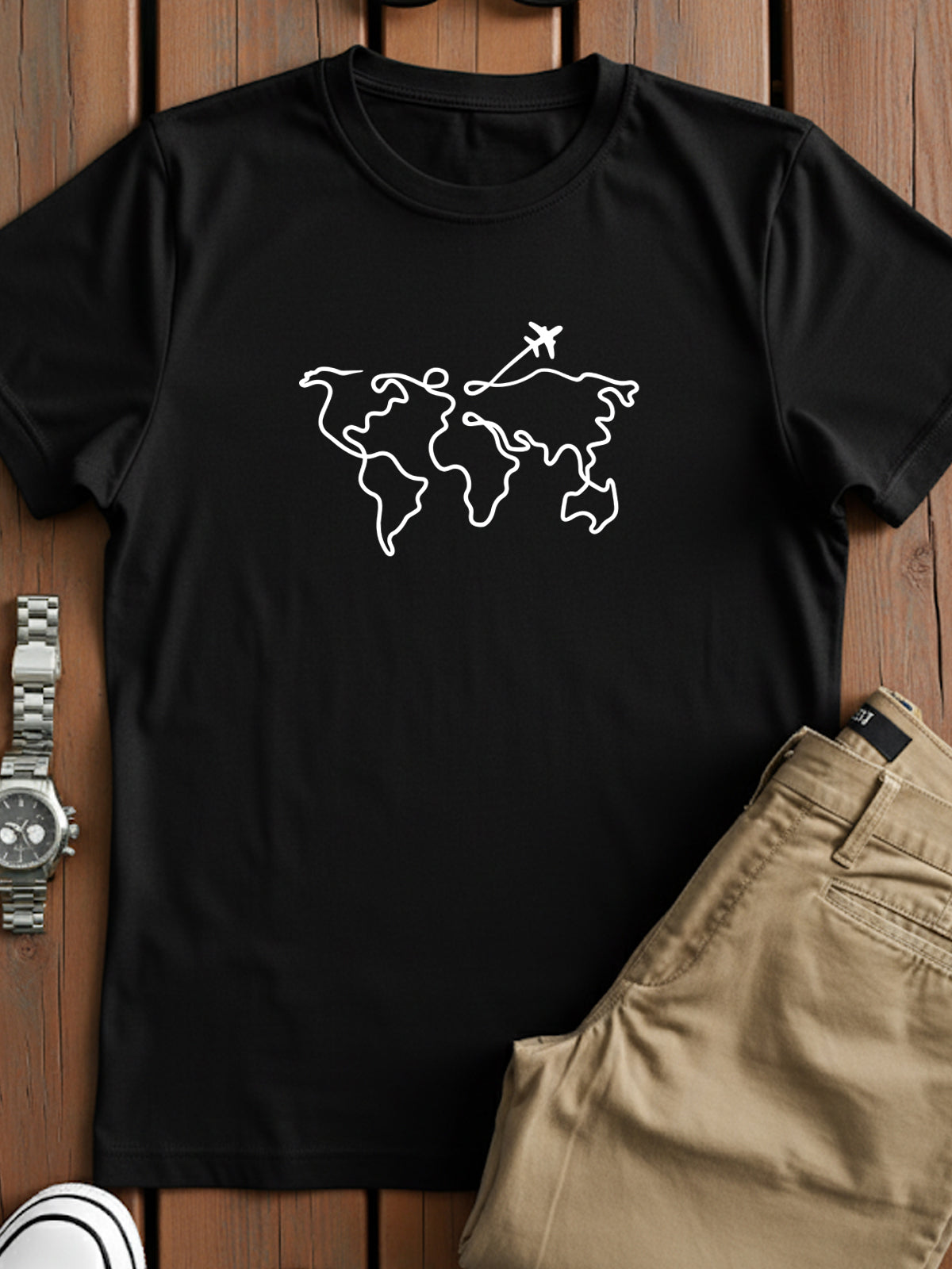 Men’s Regular Fit Wanderlust World Map T-Shirt