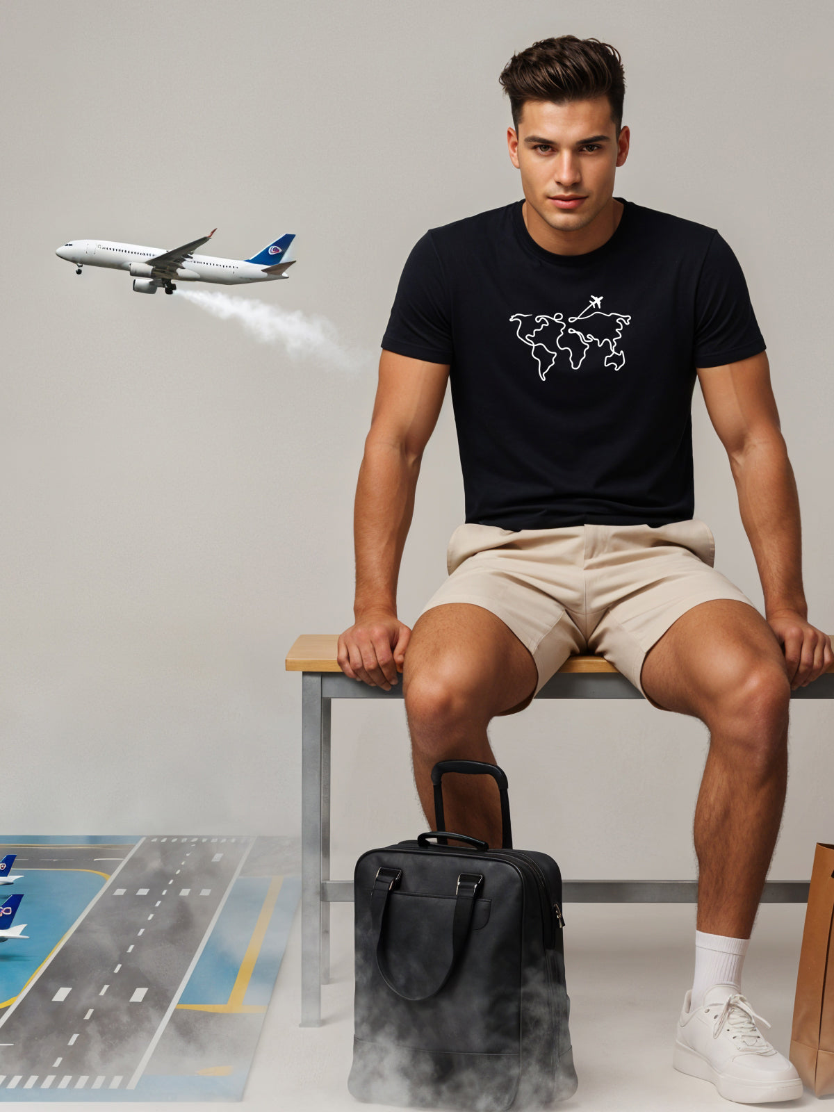 Men’s Regular Fit Wanderlust World Map T-Shirt