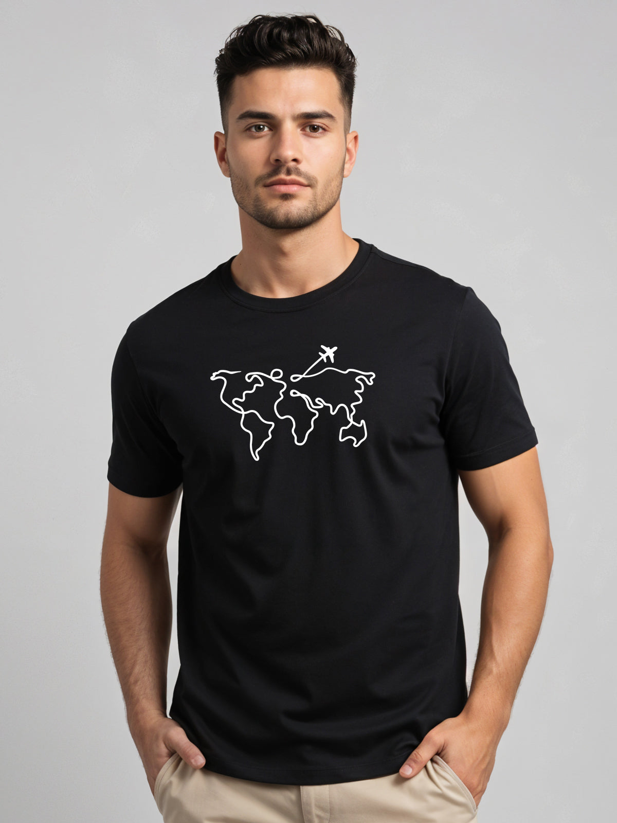 Men’s Regular Fit Wanderlust World Map T-Shirt