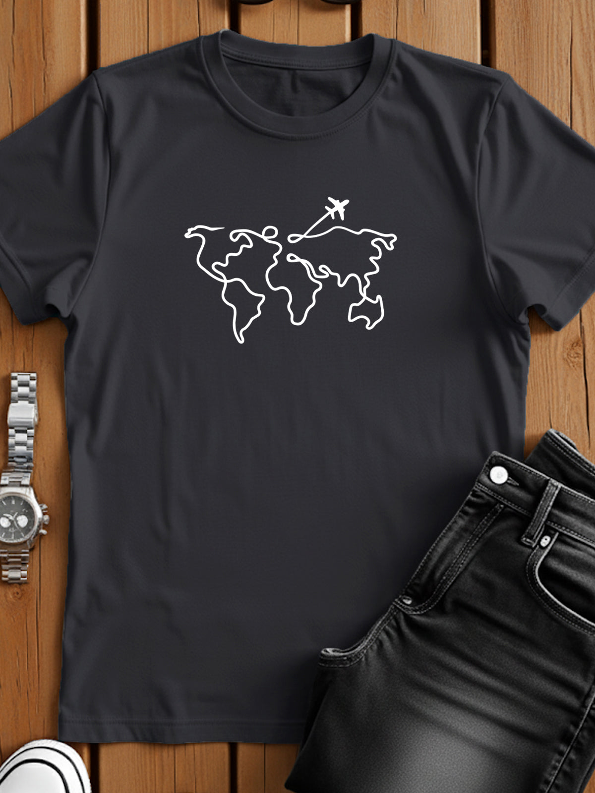 Men’s Regular Fit Wanderlust World Map T-Shirt
