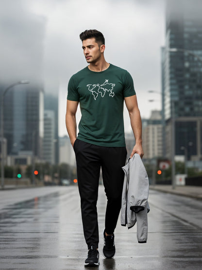 Men’s Regular Fit Wanderlust World Map T-Shirt