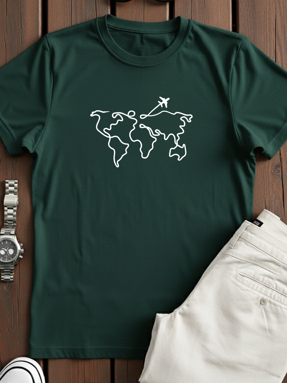 Men’s Regular Fit Wanderlust World Map T-Shirt