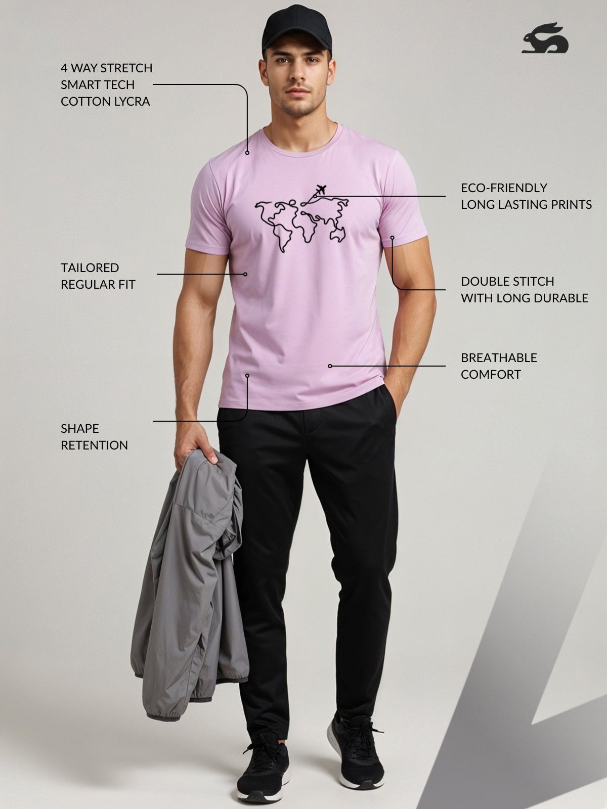 Men’s Regular Fit Wanderlust World Map T-Shirt