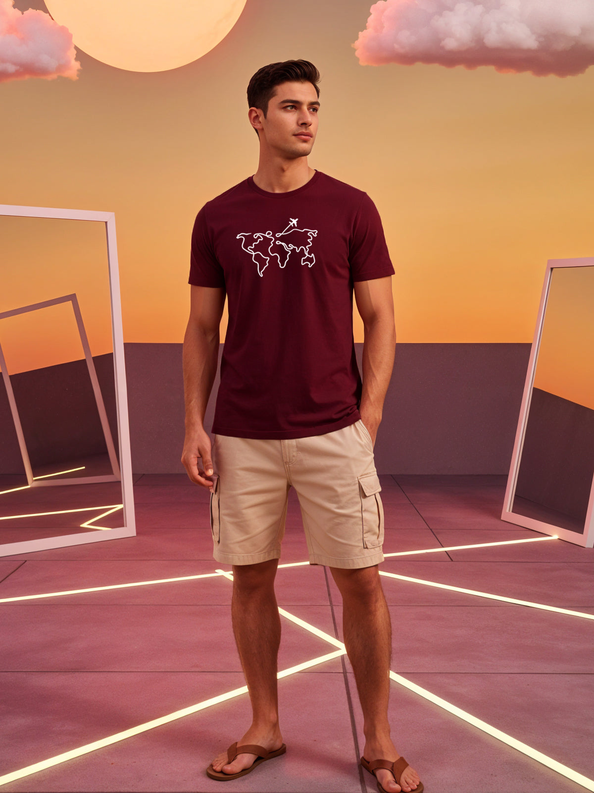 Men’s Regular Fit Wanderlust World Map T-Shirt