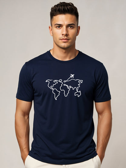 Men’s Regular Fit Wanderlust World Map T-Shirt