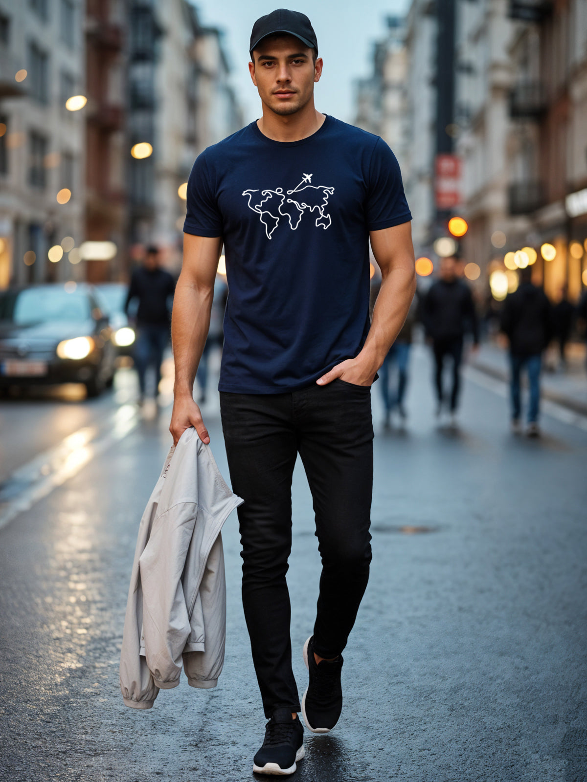 Men’s Regular Fit Wanderlust World Map T-Shirt