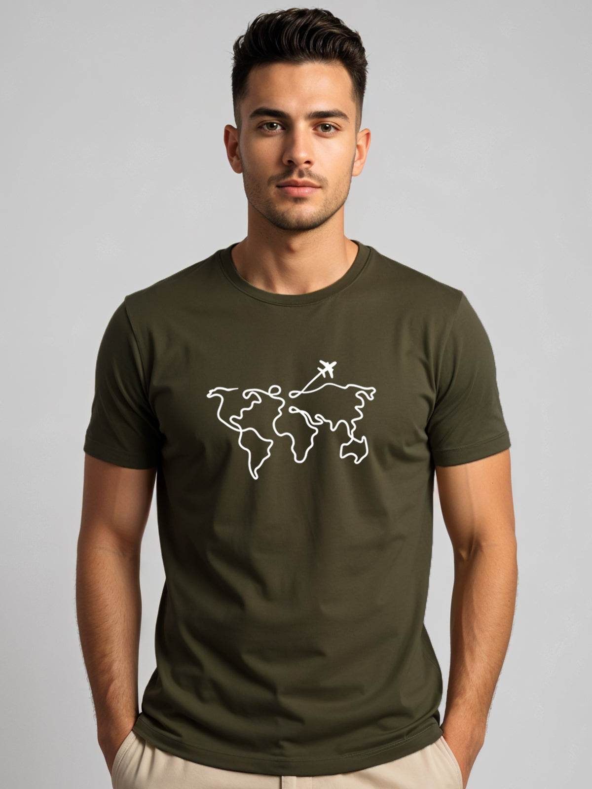 Men’s Regular Fit Wanderlust World Map T-Shirt