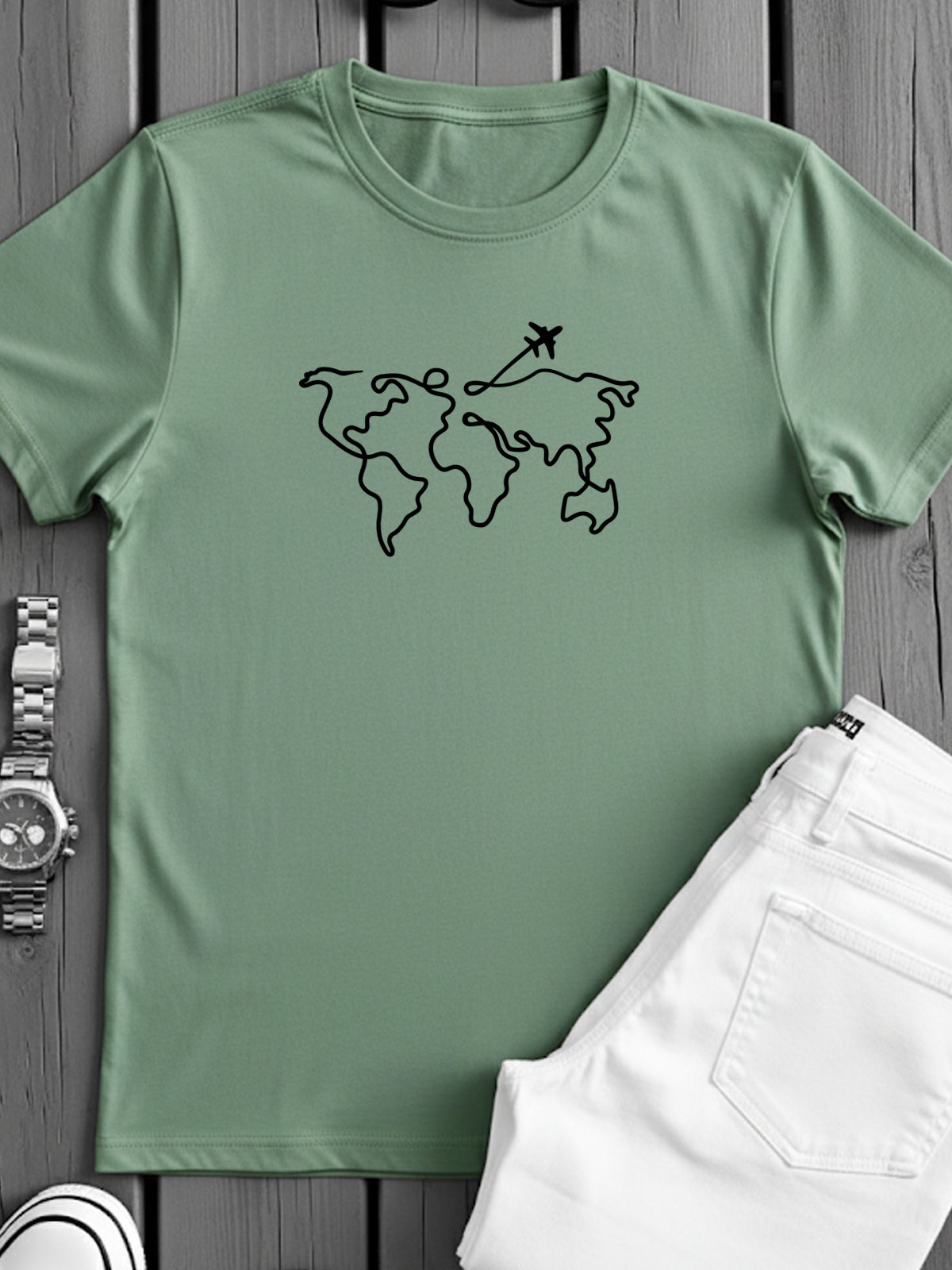 Men’s Regular Fit Wanderlust World Map T-Shirt