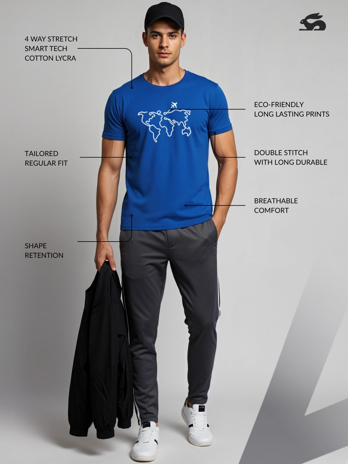 Men’s Regular Fit Wanderlust World Map T-Shirt