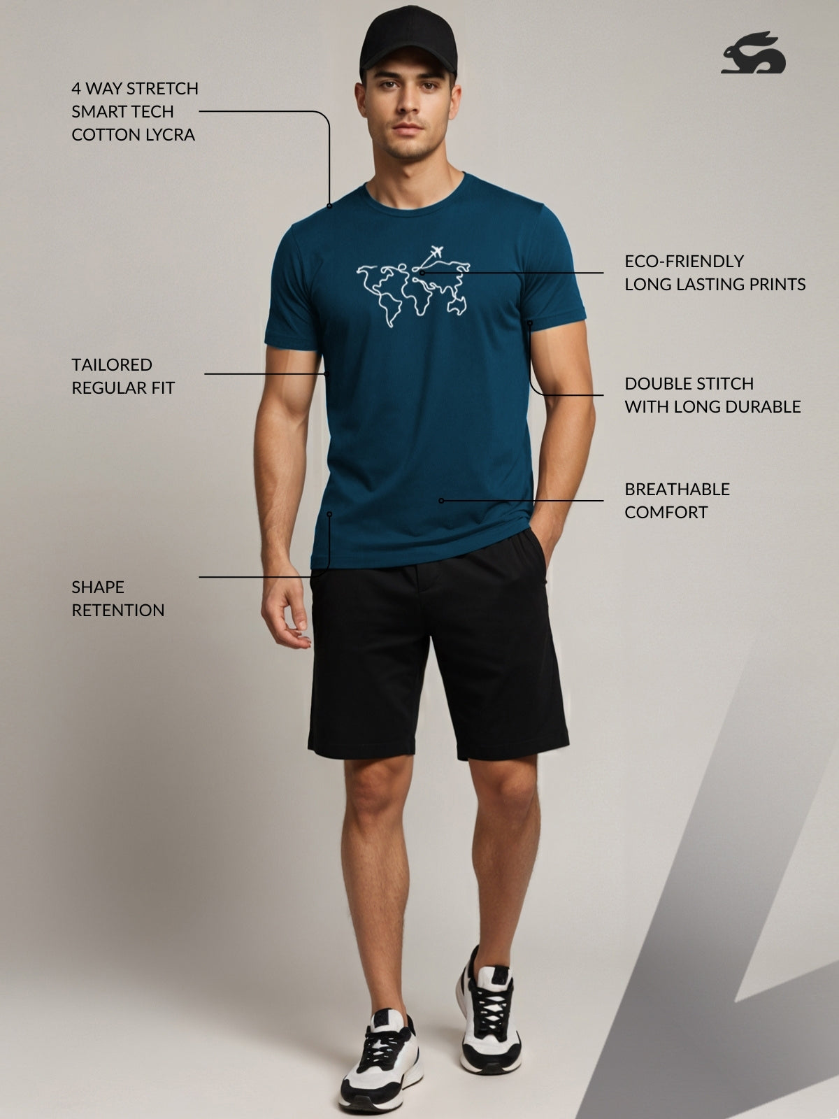 Men’s Regular Fit Wanderlust World Map T-Shirt