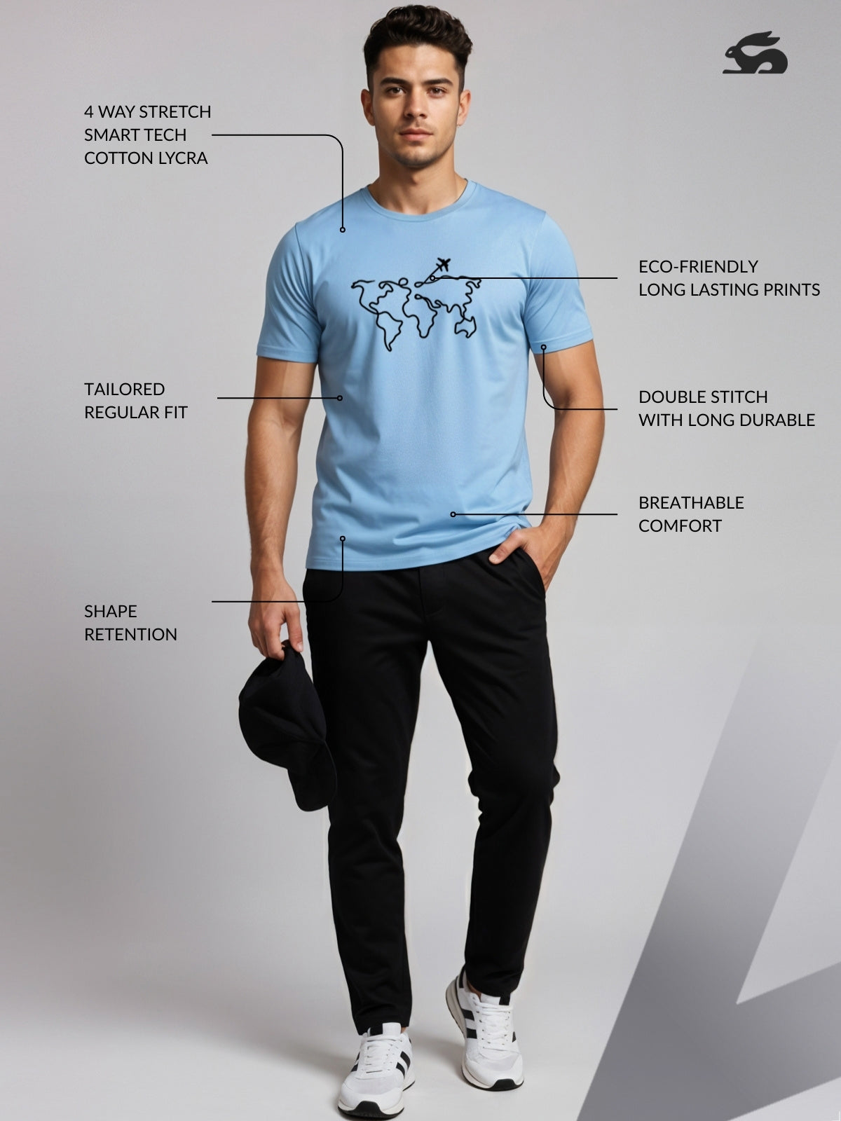 Men’s Regular Fit Wanderlust World Map T-Shirt