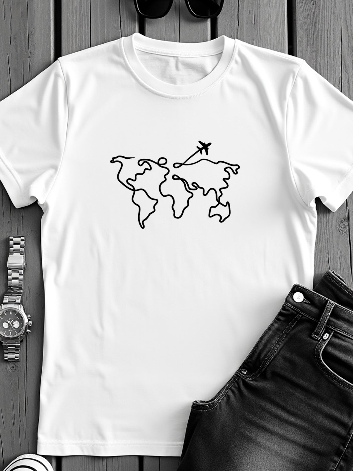 Men’s Regular Fit Wanderlust World Map T-Shirt