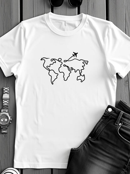 Men’s Regular Fit Wanderlust World Map T-Shirt