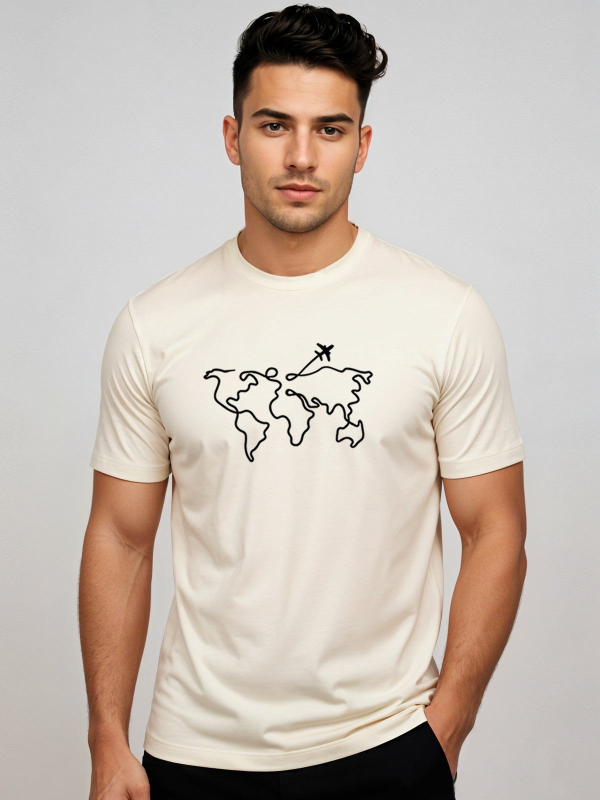 Men’s Regular Fit Wanderlust World Map T-Shirt