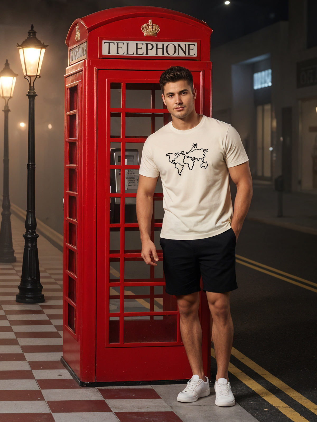 Men’s Regular Fit Wanderlust World Map T-Shirt