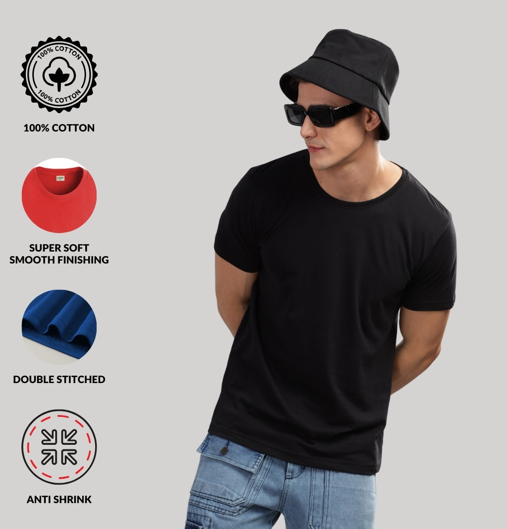 Solid Cotton 4 way T-Shirts