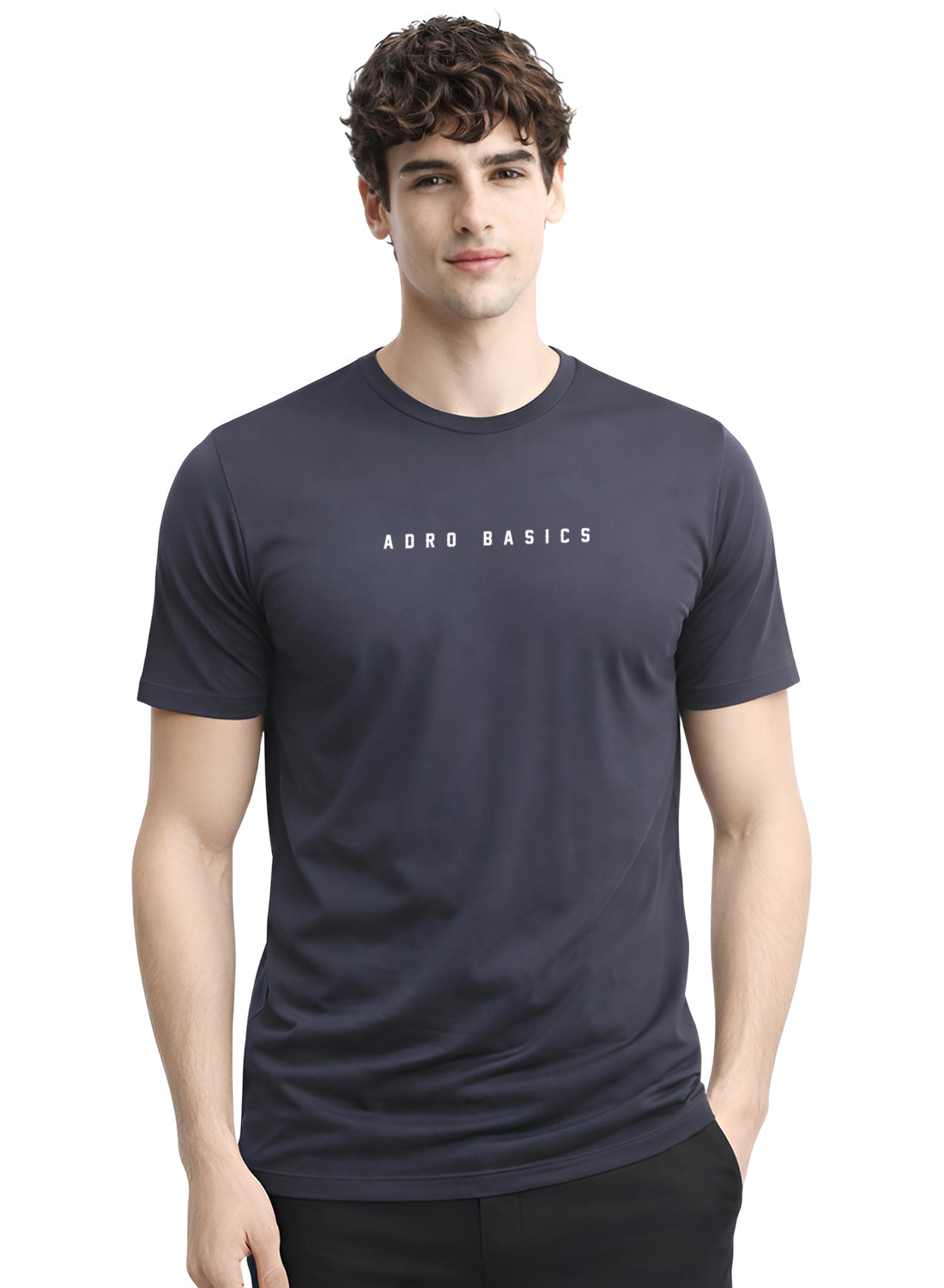 Adro Mens Minimal Printed T-Shirt | 100% Breathable Soft Cotton T shirt | Stylish Casual Tshirt for Summer Regular Fit Tee Dark Grey