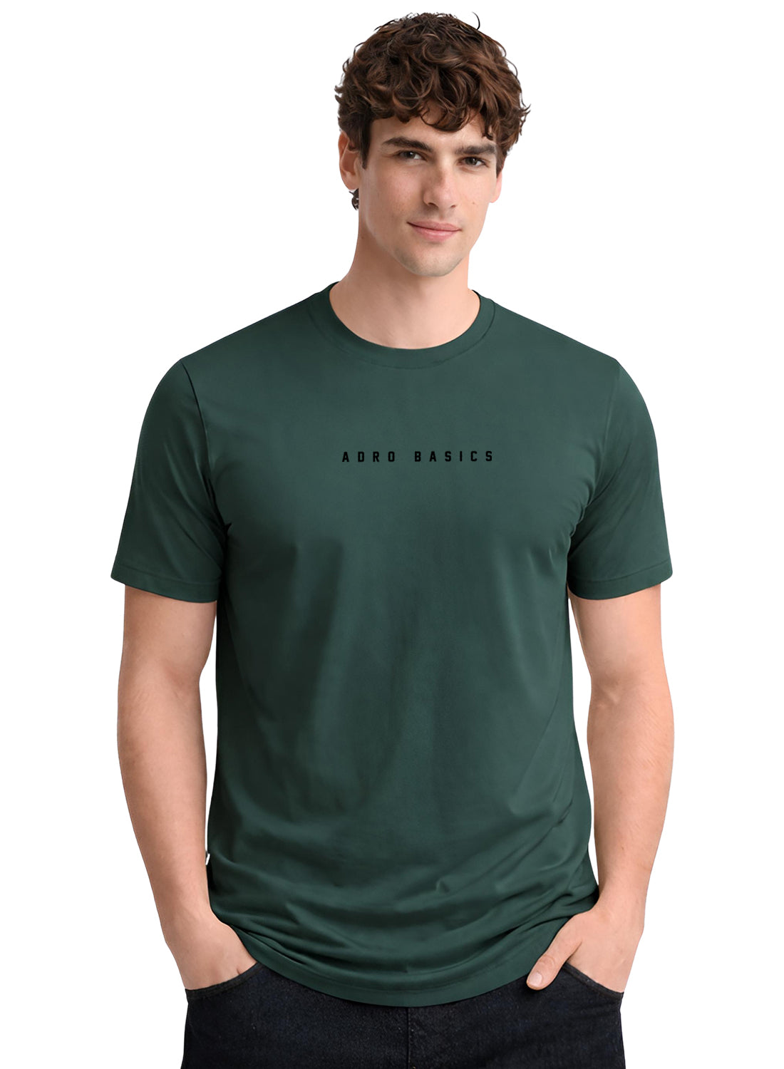 Adro Mens Minimal Printed T-Shirt | 100% Breathable Soft Cotton T shirt | Stylish Casual Tshirt for Summer Regular Fit Tee Green