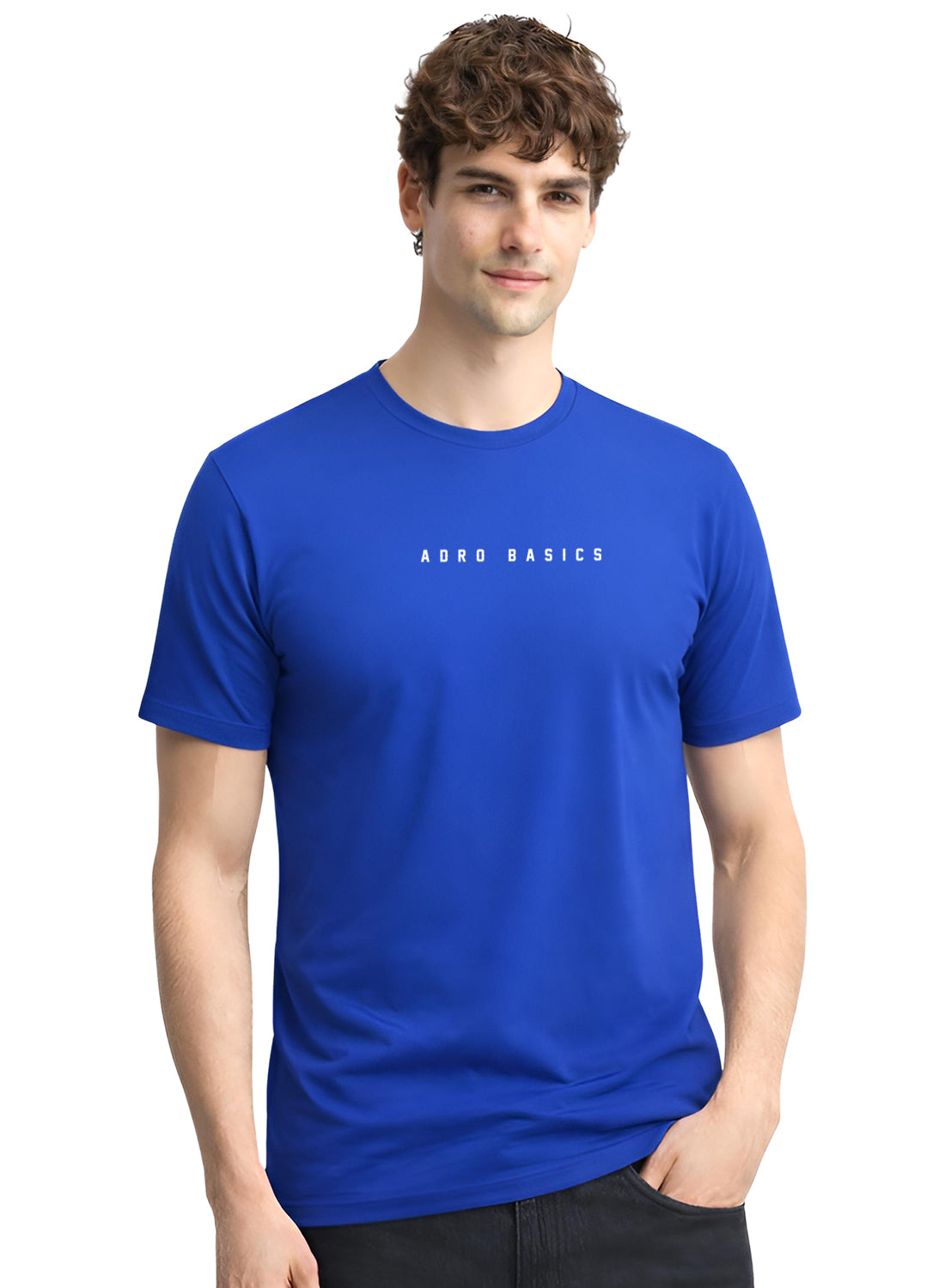 Adro Mens Minimal Printed T-Shirt | 100% Breathable Soft Cotton T shirt | Stylish Casual Tshirt for Summer Regular Fit Tee Royal Blue