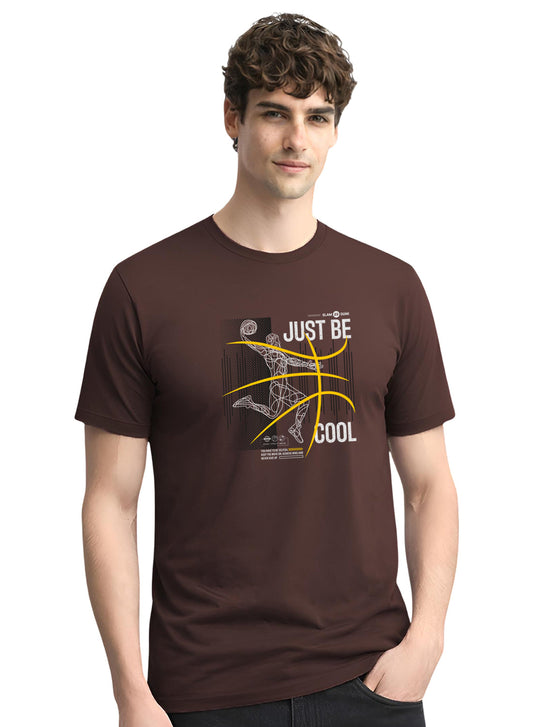 Adro Mens Printed T Shirt | Modern Graphic Streetwear Print | Cotton Casual Summer T-shirt| Stylish Trendy Regular Fit Tshirt Brown