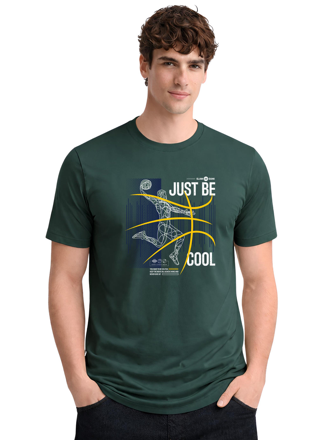 Adro Mens Printed T Shirt | Modern Graphic Streetwear Print | Cotton Casual Summer T-shirt| Stylish Trendy Regular Fit Tshirt Green