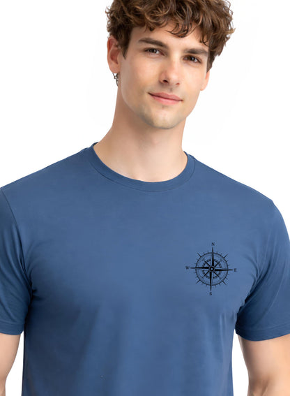 Adro Mens Chest Printed Tshirt | Minimal Graphic 100% Cotton Casual Travel T-shirt | Stylish Explorer Look Summer T shirt for Men