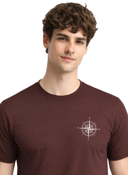 Adro Mens Chest Printed Tshirt | Minimal Graphic 100% Cotton Casual Travel T-shirt | Stylish Explorer Look Summer T shirt for Men
