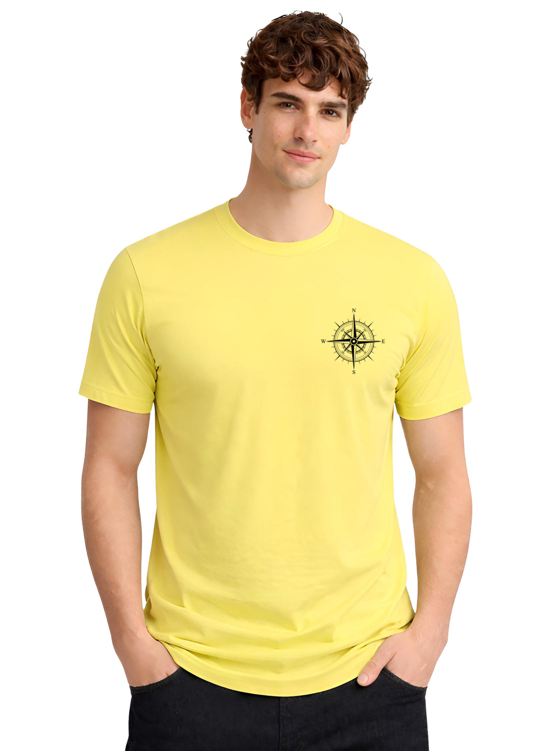 Adro Mens Chest Printed Tshirt | Minimal Graphic 100% Cotton Casual Travel T-shirt | Stylish Explorer Look Summer T shirt for Men
